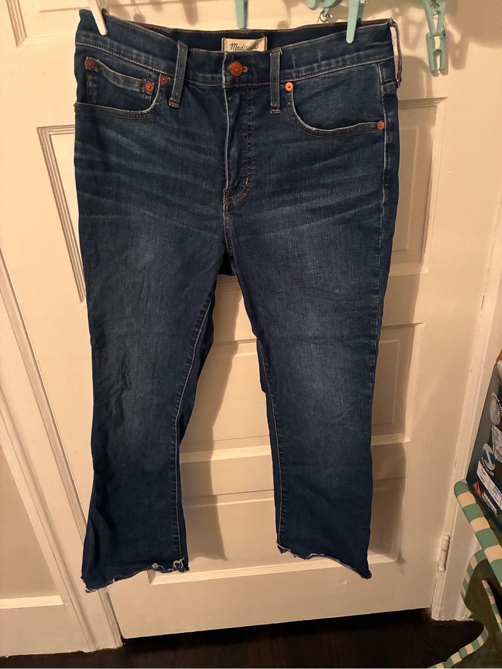 Madewell Raw-Hem Cropped Dark Blue Denim Jeans